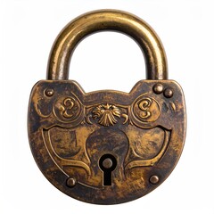 Ornate bronze padlock with aged, decorative design