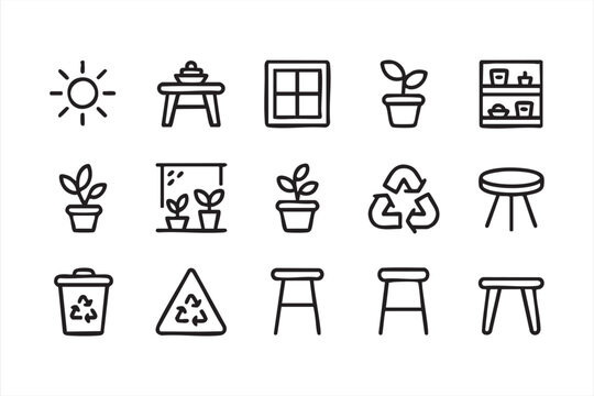 Green lifestyle graphics for sustainable living and interior design