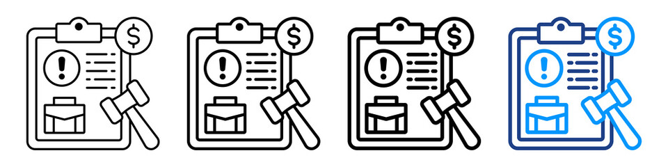 Business Penalty Icon Different Style Outline Collection Set.
