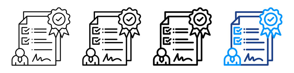 Business License Icon Different Style Outline Collection Set.