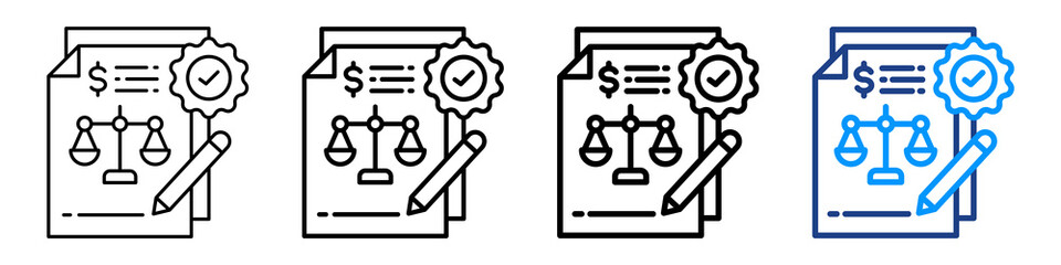 Legal Report Icon Different Style Outline Collection Set.