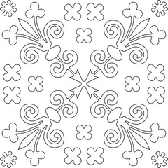 Vector black contour gothic ornament. Medieval European art. Traditional patterns of Catholic cathedrals.