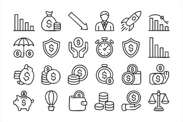 Investment and Profit Line Graphics for Trading Platforms, Market Interfaces and Reports