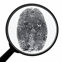 Fingerprint under magnifying glass, detailed texture pattern