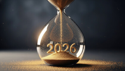 Hourglass with 2026 New Year Golden Sand Concept