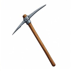Steel pickaxe with a wooden handle