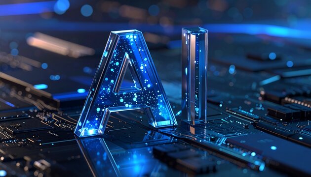 電子チップ群の中でAIの文字が象徴的に浮かび上がる表現