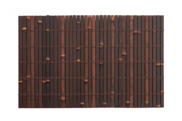 Brown bamboo blinds with visible knots isolated on a transparent background wooden