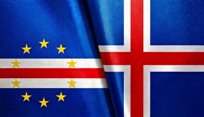 アイスランドの国旗とカーボヴェルデの国旗(Icelandic flag & Cabo Verde flag.)
