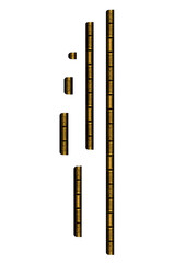 Brass cabinet door hinges, vertical. On isolated transparent background.