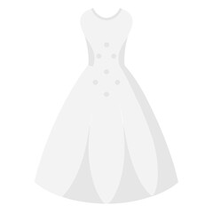 Simple white wedding dress vector illustration on a clean white background