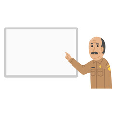 Vector illustration of an Indonesian male teacher doing his job (teaching)