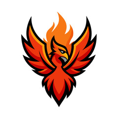 A vibrant red and orange phoenix bird mascot logo illustration on a white background