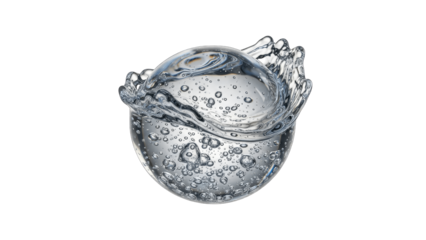 Water Sphere Splashing on White Background