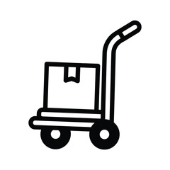 Hand truck with box isolated on, a simple vector illustration for transportation and delivery