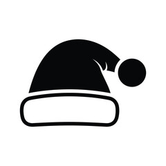Black silhouette of a santa claus hat isolated on, a symbol of christmas and new year