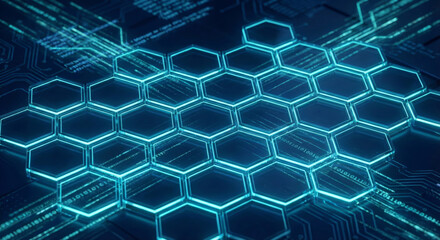 Structure shows hexagonal molecular lattice with digital patterns.