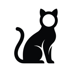 Elegant black cat silhouette sitting gracefully on a, a simple yet striking design isolated on