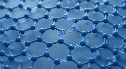 Hexagonal molecular lattice formed with interconnected elements.