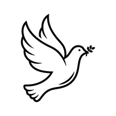 Obraz premium Dove flying with olive branch in beak