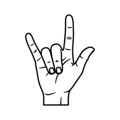 Hand showing rock on gesture