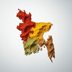 Bangladesh Map Made with Colorful Traditional Spices. Top View Food Art