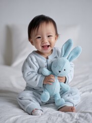 Smiling Baby with Bunny