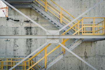 Industrial Staircase and Structural Cross-Bracing Detail