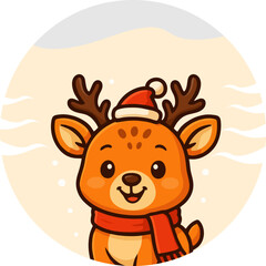 Mascot logo cute deer christm...
