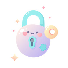 3D Soft Pastel Lock & Key Icon