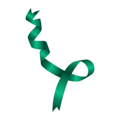 Emerald green ribbon swirl symbol on transparent background