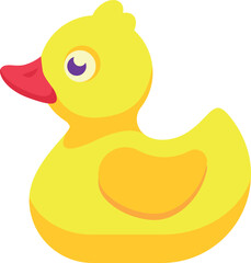 A yellow rubber duck with a red beak and a pink eye