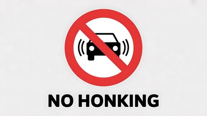 Quiet Zone: A visual representation of a No Honking road sign, symbolizing silence and a noise-free environment. A clear message in a simple, straightforward design.