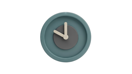 Minimalist Clock Face with Teal Bezel and Gray Dial Showing Ten OClock Against Black Background