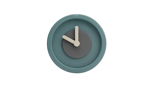 Minimalist Clock Face with Teal Bezel and Gray Dial Showing Ten OClock Against Black Background - Powered by Adobe