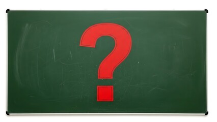 Bright red question mark on green chalkboard for education, learning, or mystery concepts, perfect for brainstorming, problem solving, and seeking answers