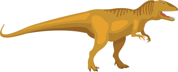 A dinosaur is walking on a white background