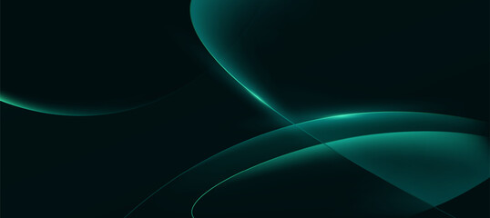 Abstract teal green glow curve lines on dark background © Aneg