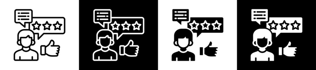 Feedback Icon Set In Black And White Filled Style Collection