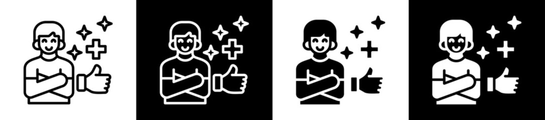 Positive Reinforcement Icon Set In Black And White Filled Style Collection
