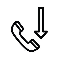 Incoming call icon with a down arrow, isolated on
