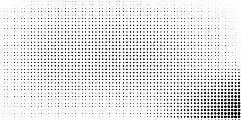 Grunge halftone gradient texture. Fading grit noise background. Sandy gritty wallpaper. Retro pixelated backdrop. Black and white anime or manga comic overlay. Vector textured graphic design © Aisyah