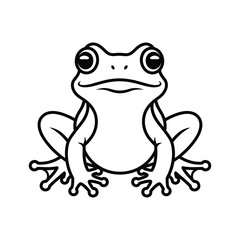 Simple black and white illustration of a frog