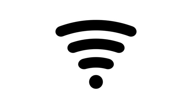 Pop Up Solid Black Wi Fi Symbol Animation 4K Transparent Background