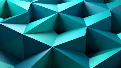 Abstract Teal and Cyan Geometric Low Poly Background