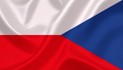 Czech Republic flag with white and red horizontal bands and blue triangle from hoist side.
