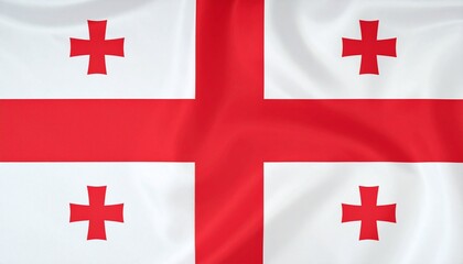 Georgia flag with white field, large red cross, and four smaller red crosses in each quadrant.
