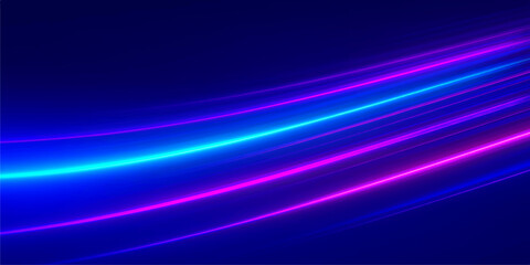 Abstract blue background with flowing dark and light purple glowing lines, forming a smooth motion wave design and texture