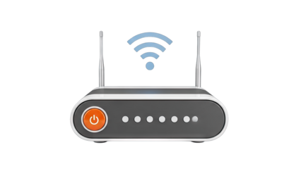 Wifi Router Broadcasting Signal on White Background