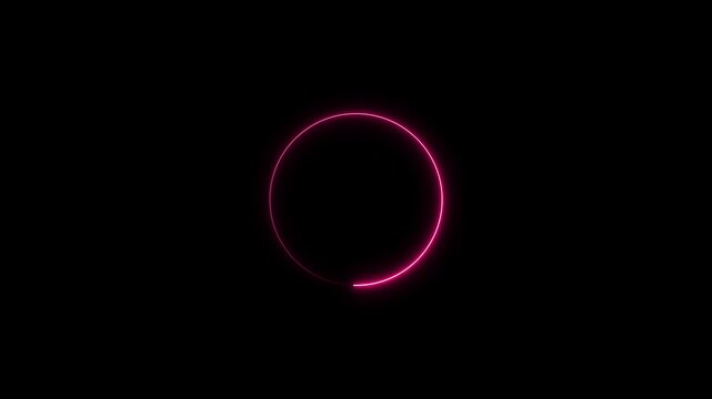 Pink neon circle with glowing segment on black background ring
